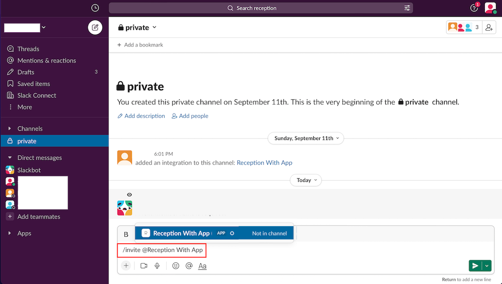 Allow private menbaer (Slack)